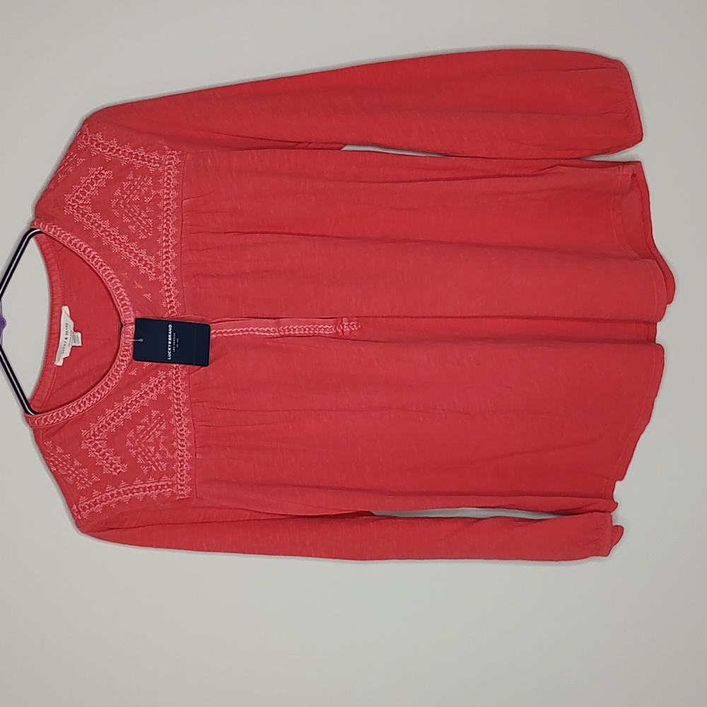 Lucky Brand Embroidered Long Sleeve Top